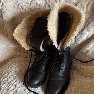 Bally Black and Cream Shearling Winter Boots